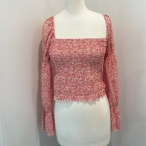 Lucy Paris smocked peasant top with ruffle sleeves